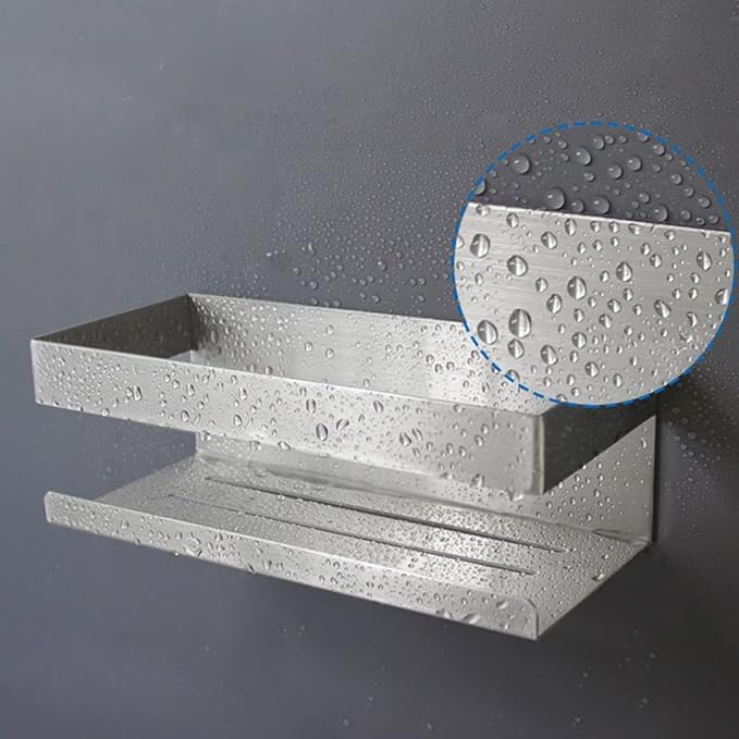 Wall Mounted Bathroom Shelf Stainless Steel Storage Rack No Hole Punch Bathroom Shelf Bathroom Basket