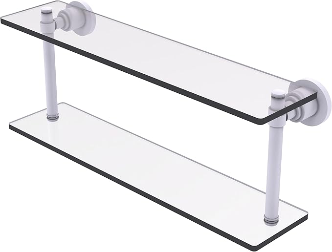 Allied Brass WS-2/22-WHM Washington Square Collection 22 Inch Two Tiered Glass Shelf, Matte White