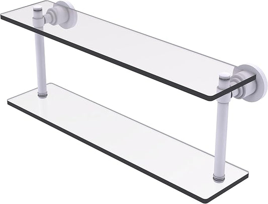 Allied Brass WS-2/22-WHM Washington Square Collection 22 Inch Two Tiered Glass Shelf, Matte White