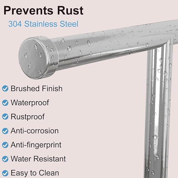 Hand Towel Holder, T-Shape Freestanding Towel Stand with Heavy Marble Base, Stainless Steel Hand Towel Rack for Bathroom Vanity, Kitchen Countertop, Brushed Nickel