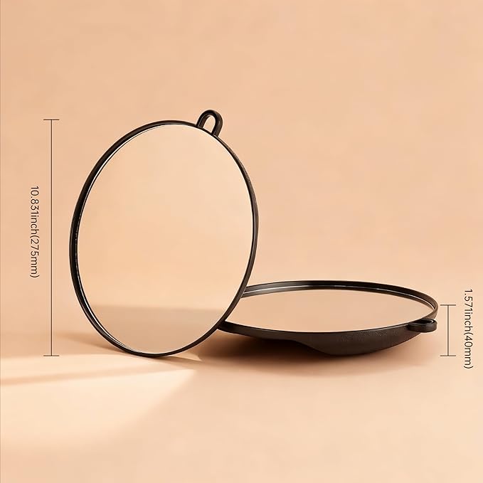 NOVAL Makeup Round Mirror, Black Round Barber & Salon Hand Mirror with Hanging Hook, Space-Saving Wall or Vanity Use