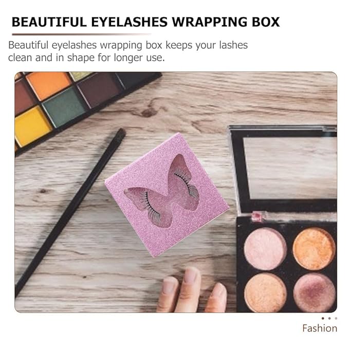 DOITOOL Square Eyelash Box with Lash Tray Butterflies Design False Eyelash Case Compact Storage Organizer for Makeup 2.83X2.83X0.47In Set of 10
