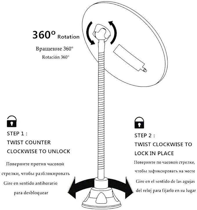 Makeup Mirror with LED Light and Suction Cup 360 Degree Swivel Flexible Gooseneck 10X Magnifying Mirror Travel and Home Bathroom Vanity Mirror (White)