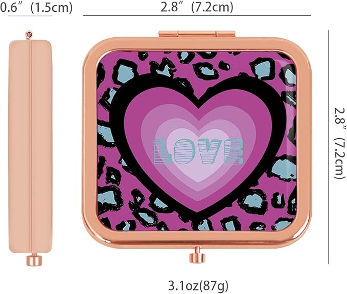 Compact Mirror Makeup Mirror Folding Mini Pocket Mirror Portable Hand Mirror Double-Sided 2 x 1x Magnification for Woman Girls Rose Gold