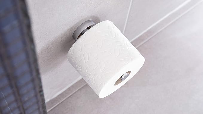 tesa EXXCELLENT Spare Toilet Roll Holder - Self-Adhesive, Stainless-Steel Spare Toilet Paper Holder - Waterproof, incl. Power.Kit Adhesive Solution - 50 mm x 50 mm x 125 mm