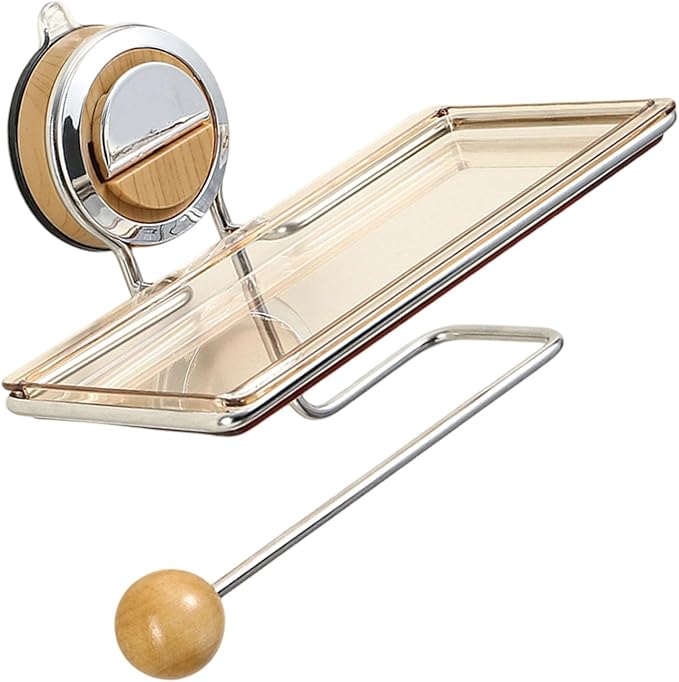 Modern Adhesive Bathroom Shelf Stainless Steel & Suction Cup Wall Space-Saving Toiletries Holder Space Saving Holder