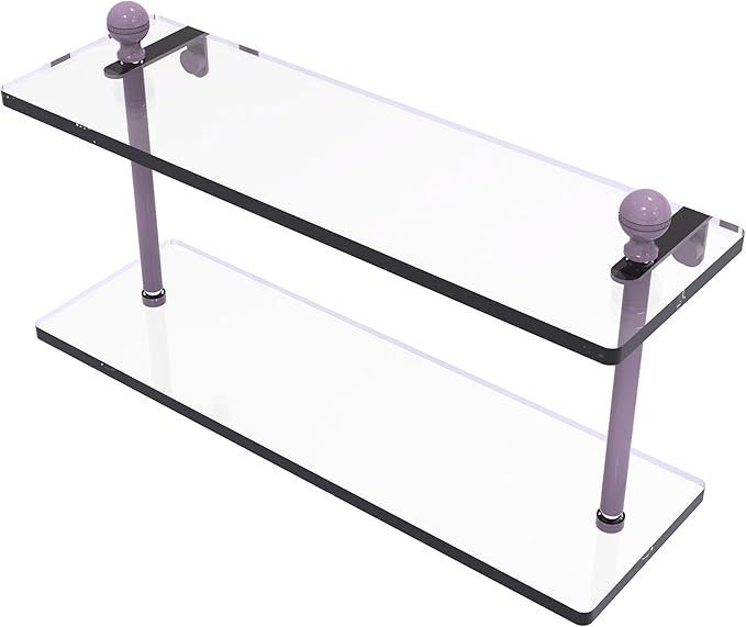 Allied Brass MA-2/16-LVN Mambo Collection 16 Inch Two Tiered Glass Shelf, Lavender