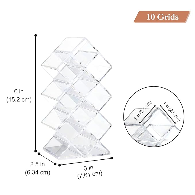 Lolalet 3 Pack Lipstick Holder Organizer, 30 Spaces Acrylic Stackable Fish Shape Lipsticks Tower Lipgloss Display Stand, Clear Lip Gloss Organizers Storage Box -10 Slots