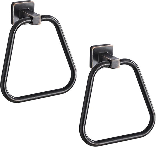 Oil Rubbed Bronze Towel Ring for Bathroom 2 Pack, Kitchen Bath Towel Holder Hangers Wall Mount Heavy Duty Stainless Steel