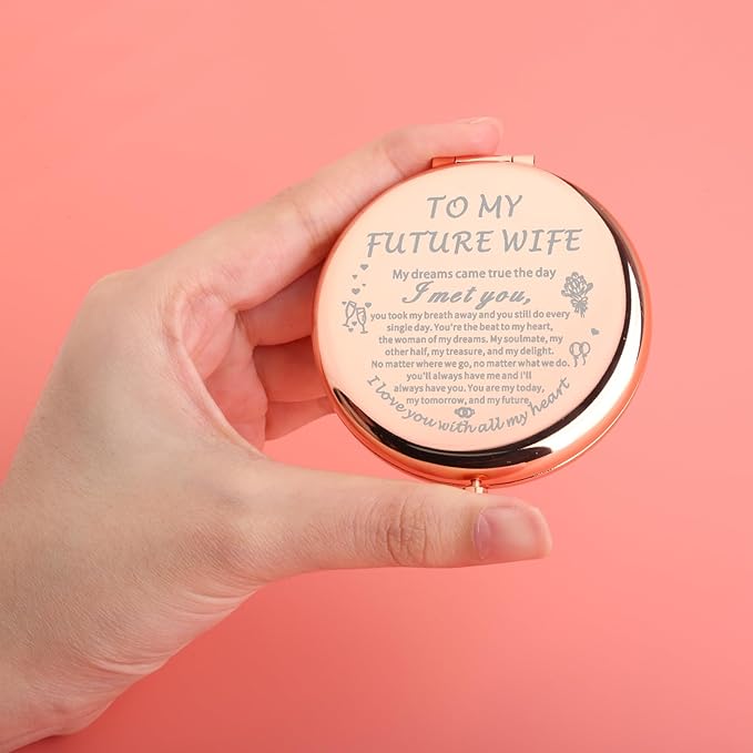 UJIMS to My Future Wife Gifts Bride to Be Makeup Mirror Engagement Gift for Soulmate Fiancee Wedding for Wife (Future Wife Mirror)