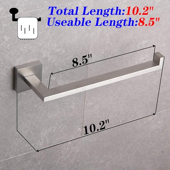GERZWY Contemporary Stainless Steel Wall Mounted 2-Piece Bathroom Hardware Set - Towel Ring Toilet Paper Holder, Brushed Finish IG1856-2LS