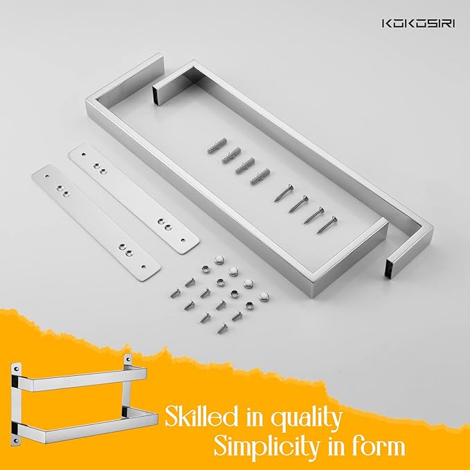 KOKOSIRI Towel Bars Hand Towel Holders 16 Inches Chrome Bathroom 2-Tiers Ladder Towel Rails Wall Mounted Towels Shelves Rack Polished Stainless Steel, B5008CH-L16