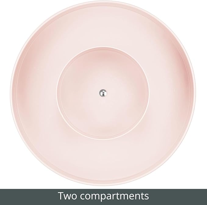 mDesign Plastic Lazy Susan Round Turntable Storage Tray - Rotating Organizer for Makeup, Cosmetics, Nail Polish, Vitamins, Shaving Kits, Hair Spray, Medical Supplies, First Aid - Light Pink/Blush