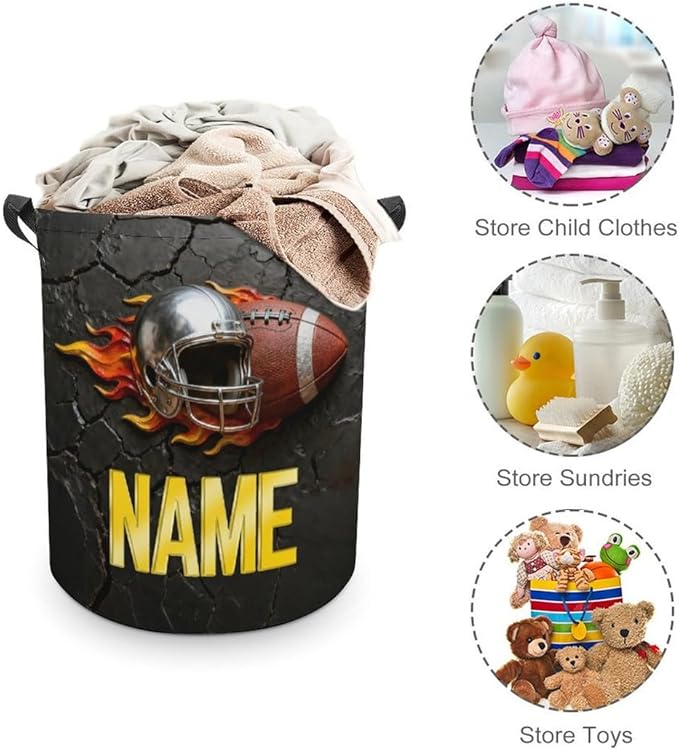 Personalized Rugby Laundry Hamper Custom Name Funny Dirty Clothes Laundry Basket Portable Storage Basket For Home Bathroom Family Football Lovers Xmas Birthday (style 7)