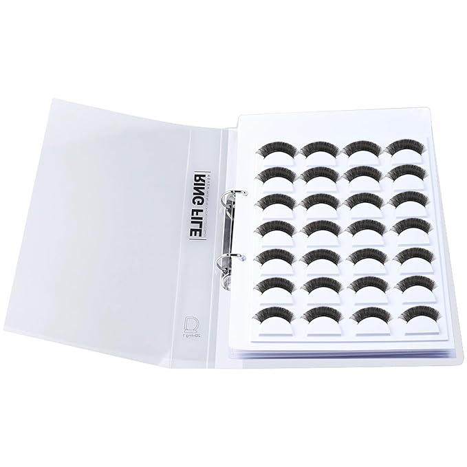 70 Pairs Eyelash Storage Book with Clip, False Eyelashes Organizer Case, Lash Holder Album with 5 Trays & Dividers, Portable Eyelash Display Card, 12.2 x 9.4 x 0.9 in
