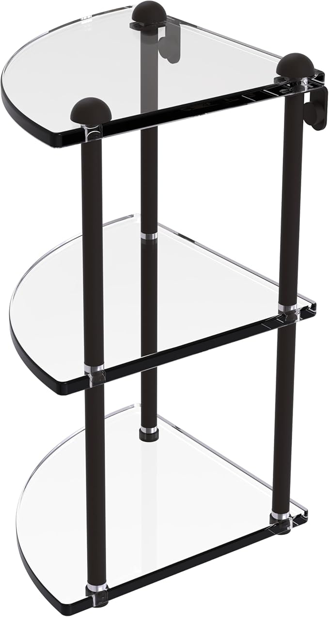 Allied Brass RC-6-ORB Three Tier Corner Glass Shelf, Oil Rubbed Bronze