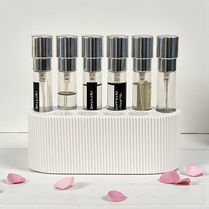 Perfume Sample Organizer for Bathroom or Vanity ?€? Ideal Makeup and Skincare Storage, Desk and Bathroom Counter Organizer, Gift for Her ((PURE WHITE) Fits 8mL Atomizers (Travel Size))