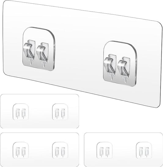 WY LIGHTING LEVEL 4 Pack Shower Caddy Adhesive Replacement, Strong Adhesive Sticker Hooks for Corner Shower Caddy Bathroom Shelf Basket Soap Dish Hanging Hooks Kitchen Accessories No Drilling