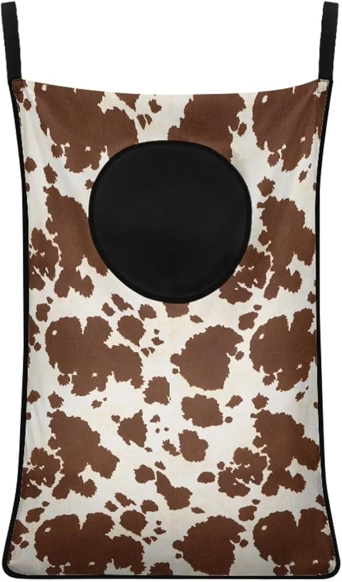 ZFRXIGN Cowhide Hanging Laundry Bag Over The Door Laundry Hamper Western Laundry Basket Home Storage Organizers Dirty Clothes Hamper for Bedroom Nursery Hampers Laundry Baskets