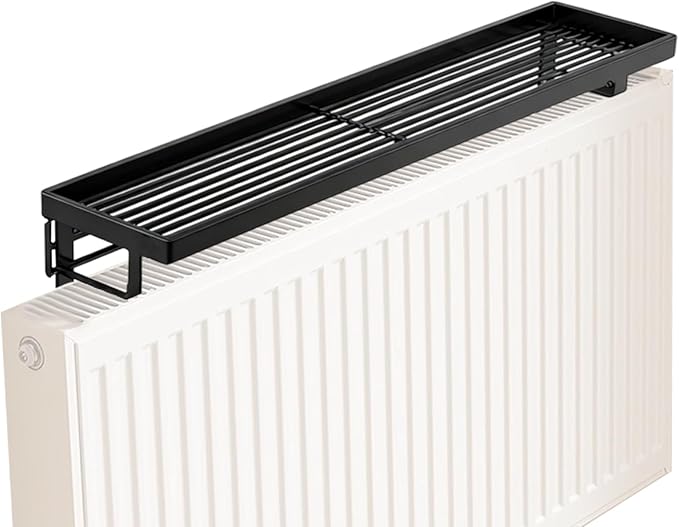 Iron Radiator Cover Shelf - Heat-Resistant No Drilling Storage Rack, Radiator Top Cover for Hotel Dorm Apartment Bedroom Living Room Bathroom Kitchen, Space-Saving Home Organization and Decorative She