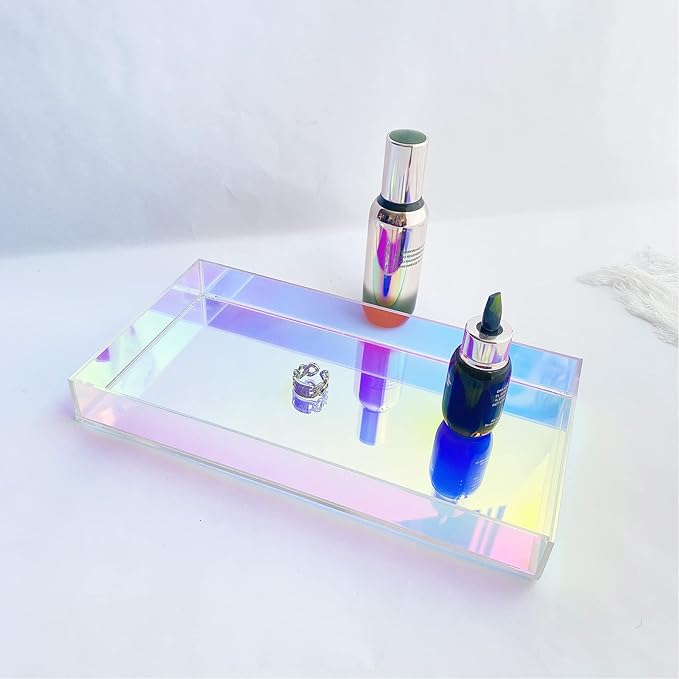 Lemonadeus Acrylic Rainbow Makeup Tray, 10.23"x5.51"x1.18", Waterproof and Multi-Purpose