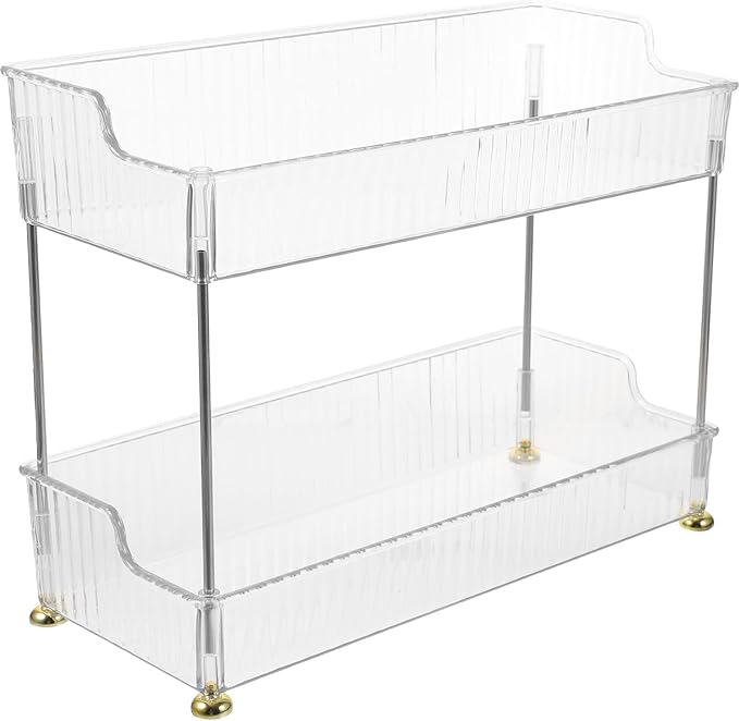 Alipis Countertop 2-Tier Shelf Bathroom Organizer Storage Stand Vanity Cosmetics Holder Multi-Purpose Dresser Storage Rack for Home and Bathroom Countertop