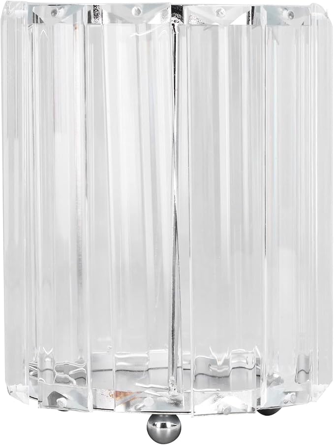 CDQL Cosmetic Brush Holder, Transparent Glass, Round Decorative Box, Pen Storage Organizer, Desktop Makeup Brush Container for Vanity (Silver)