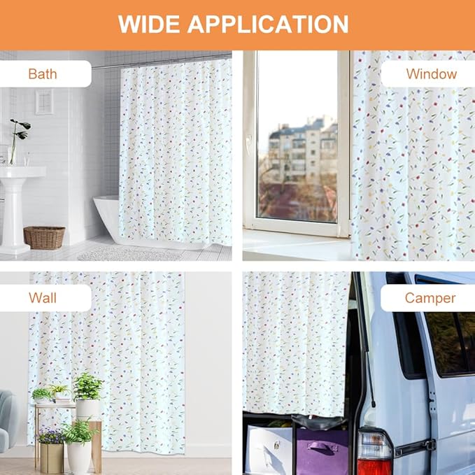 Pilarmuture Waterproof Fabric Shower Curtain for Bathroom Home Decor Quick Dry and Lightweight Easy Install Extra Long Shower Curtain Print(Color:7 Styles for Choosing)