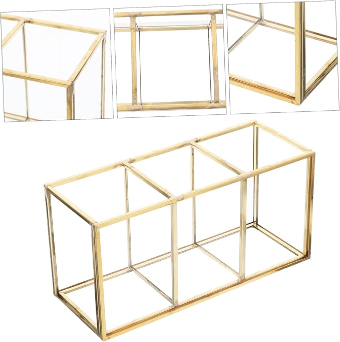 Box Cosmetic Storage Box Large Cosmetic Display Case Brush Organizer Glass Makeup Organizer Storage Cubes with Lid Brush Desktop Alloy Office Jewelry