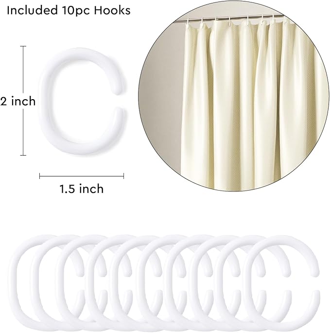 Encasa XO Luxury Jacquard Shower Curtain ZZ Cream 72x84 in | Rustproof, Wrinkle-Free, Water-Repellent & Machine Washable | Elegant Heavy Fabric for Bathroom Decor & Bathtub Use