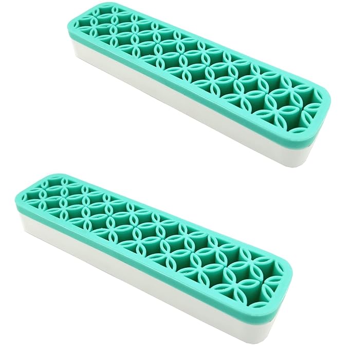 TANG SONG 2 PCS Rectangle Silicone Make up Brush Holder Cosmetic Storage Box Desktop Organizers (Green)