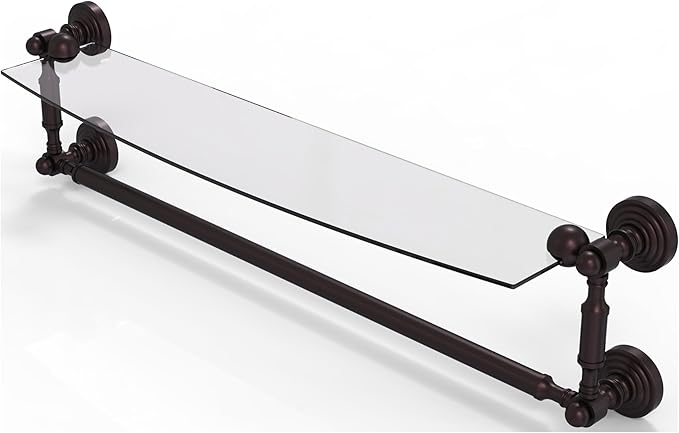 Allied Brass WP-33TB/24-CA Glass Shelf with Towel Bar, 24-Inch x 5-Inch, Antique Pewter