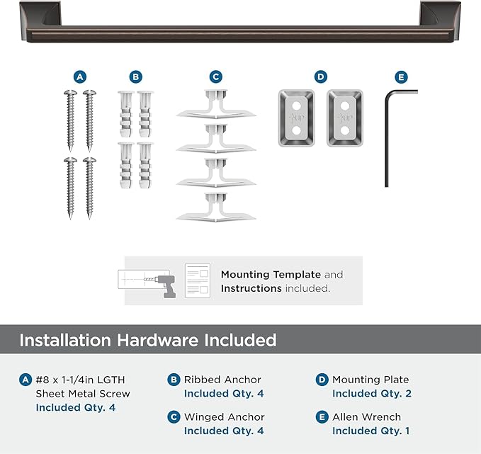 Amerock BH36023ORB | Oil Rubbed Bronze Towel Bar | 18 in (457 mm) Towel Rack | Mulholland | Bathroom Towel Holder | Bathroom Hardware | Bath Accessories