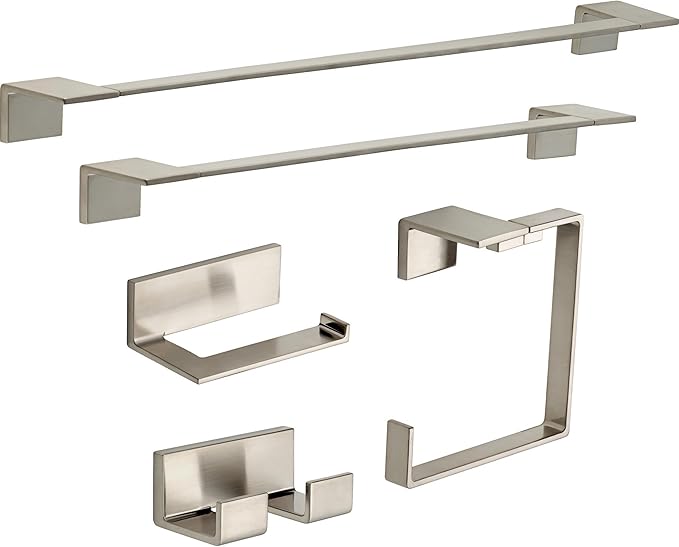 Delta Vero (1-Pack) Hand Towel Holder Brilliance Stainless Steel Towel Racks for Bathroom Wall Square Towel Ring Holder for Bath Towel Hanger for Kitchen, Bathroom Accessories 77746-SS