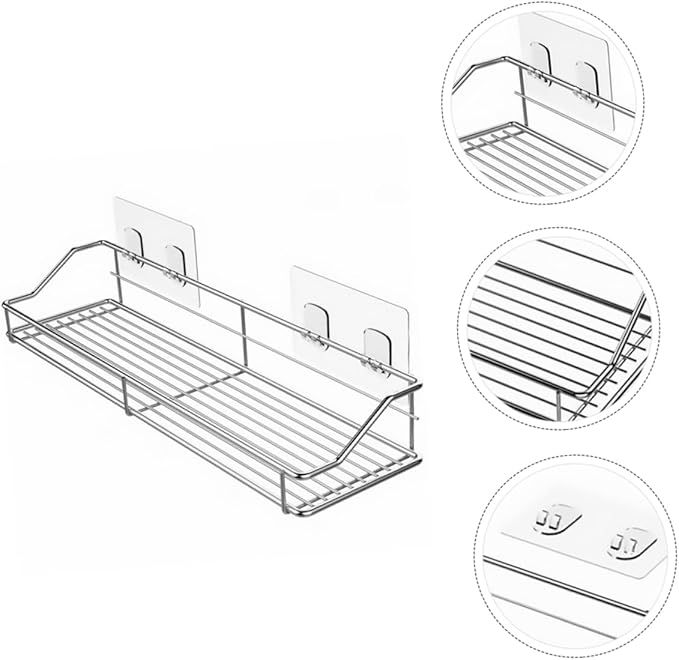 Bathroom Storage Rack Stainless Steel Draining Shelf for Bathroom Kitchen Wall-Mounted Organizer Easy to Clean Practical Design for Toiletries and Accessories