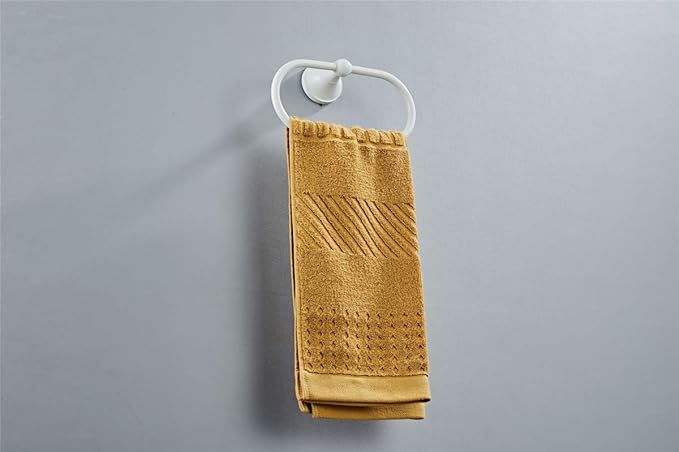 Flybath Oval Towel Ring Antique Brass Hanger Hand Towel Holder for Bathroom Kitchen Accessories Wall Mounted, White Finish