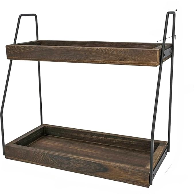 Bathroom Organizer Countertop, 2 Tier Small Counter Top Organizer for Bathroom, Decor, Modern Kitchen Counter Shelves for spice, Makeup Storage (Heavy burnt,2 Tiers)