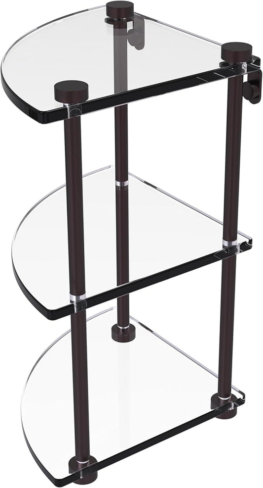 Allied Brass NS-6-ABZ Three Tier Corner Glass Shelf, Antique Bronze