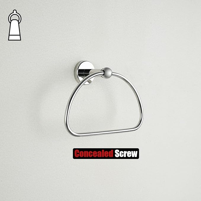 JQK Chrome Towel Ring, Stainless Steel Half Ring Towel Holder for Bathroom, 7 Inch Polished Chrome Wall Mount, TR160-CH