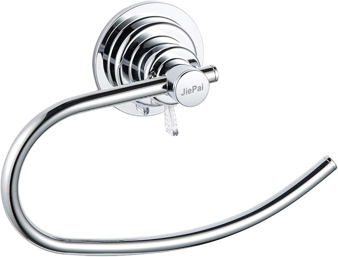 JiePai Vacuum Suction Towel Holder,Modern Shower Towel Ring,Bath Hand Towel Holder for Bathroom Drill Free,Chrome
