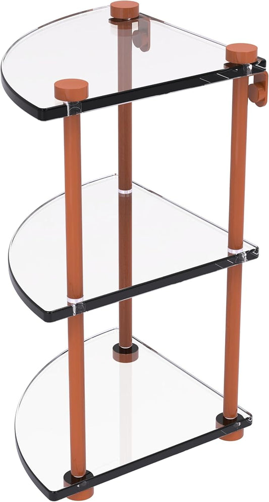 Allied Brass NS-6-ASP Three Tier Corner Glass Shelf, Autumn Sparkle