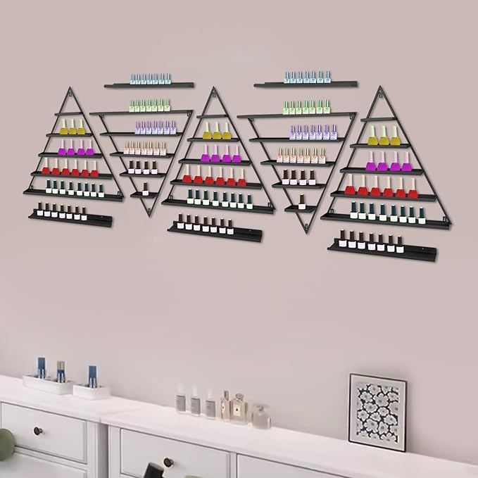 5 Pack Nail Polish Organizer Shelf Wall Mounted 5 Tiers Nail Polish Display Rack Shelves for Salon, Beauty Shop & Home Organization (Black)