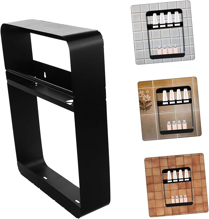 Wall-Mounted Multi-Functional Bathroom Shelf for Easy Storage of Shampoo and Cosmetics No Drilling Required Space-Saving Design Two Organizer for Toiletries and Beauty Products