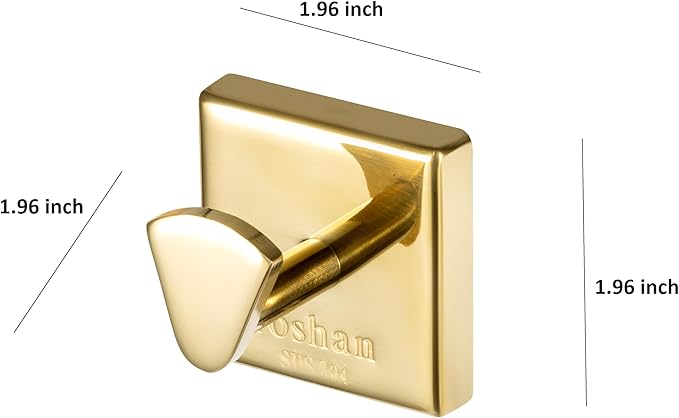 Roshan Handcrafted and Hand Polished Multi Purpose Towel Rack, Rust Proof and Peel Resistant Towel Shelf, Includes 2 Handmade Hooks (Polished Gold)