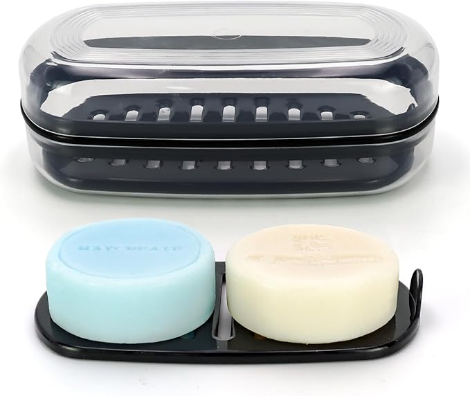 OZNER Clear Travel Soap Case Compatible with Kitsch - Leak-Proof Multi-Use Soap Holder with Draining Layer for Shampoo Bars, Gym, Travel & Camping（Transparent White,1 Pack）