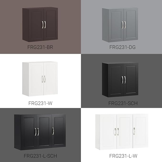 Haotian Wall Cabinet for Laundry Room, Storage Medicine Cabinet for Bathroom Kitchen Garage, Linen Tower Bath Cabinet, Floading Cabinet with Shelf, Black FRG231-L-SCH