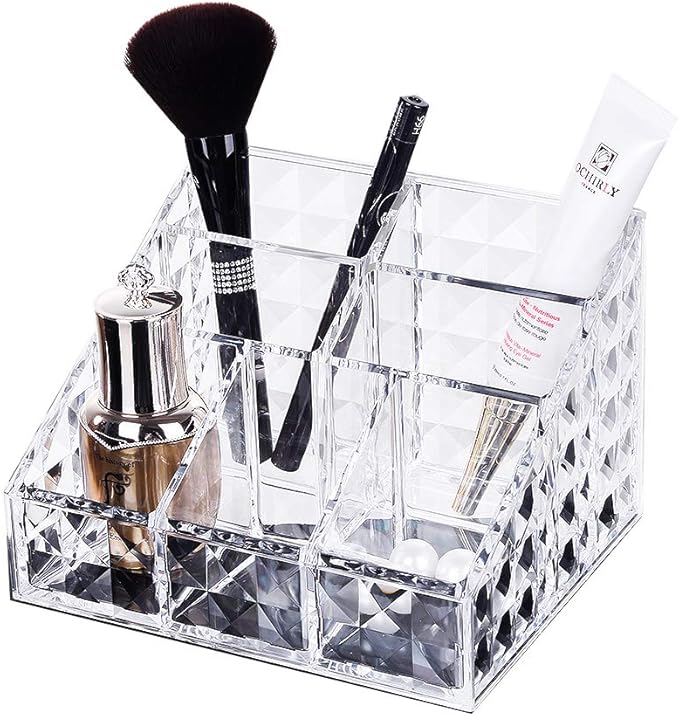Clear Makeup Organizer for Brushes,Nail Polishes,Perfumes,Lipsticks,Office Supplies,Cosmetic Display Storage Vanity Case for Countertop,Dresser,Bathroom,Bedroom,Office,1025