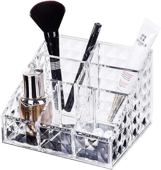 Clear Makeup Organizer for Brushes,Nail Polishes,Perfumes,Lipsticks,Office Supplies,Cosmetic Display Storage Vanity Case for Countertop,Dresser,Bathroom,Bedroom,Office,1025