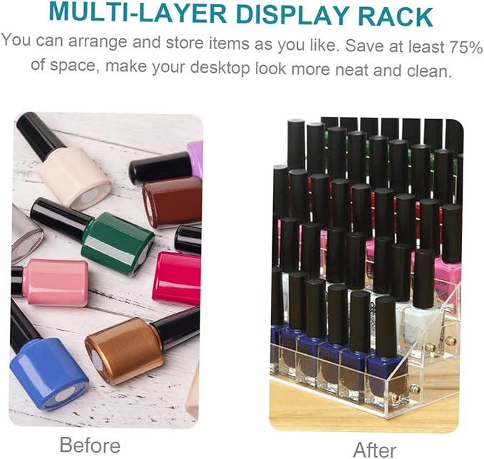 Nail Polish Display Stand Acrylic Organizer Storage Rack for Nail Stuff Desktop Lip Gloss Holder