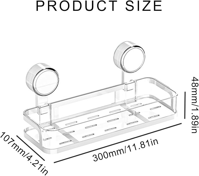 Suction Cup Storage Shelf for Bathroom Wasy Installation Bathroom Organizers Rack Suitable for All Smooth Wall Rental Friendly